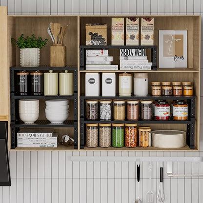 Metal Stackable Expandable Storage Rack, Adjustable Under Sink Shelf & Countertop Space Saving, Heavy-Duty Pantry Storage, Suitable for Kitchens, RV, Bathrooms, Workshops or Offices