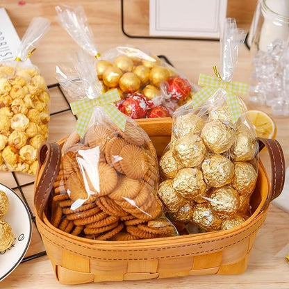 Meseey 100 Pcs 1.5 Inches Premade Gingham Craft Bows Self Adhesive Yellow and White Plaid Ribbon Bows for Treat Bags Gift Wrapping Basket Wedding Baby Shower Brithday Party (Yellow and White Plaid)