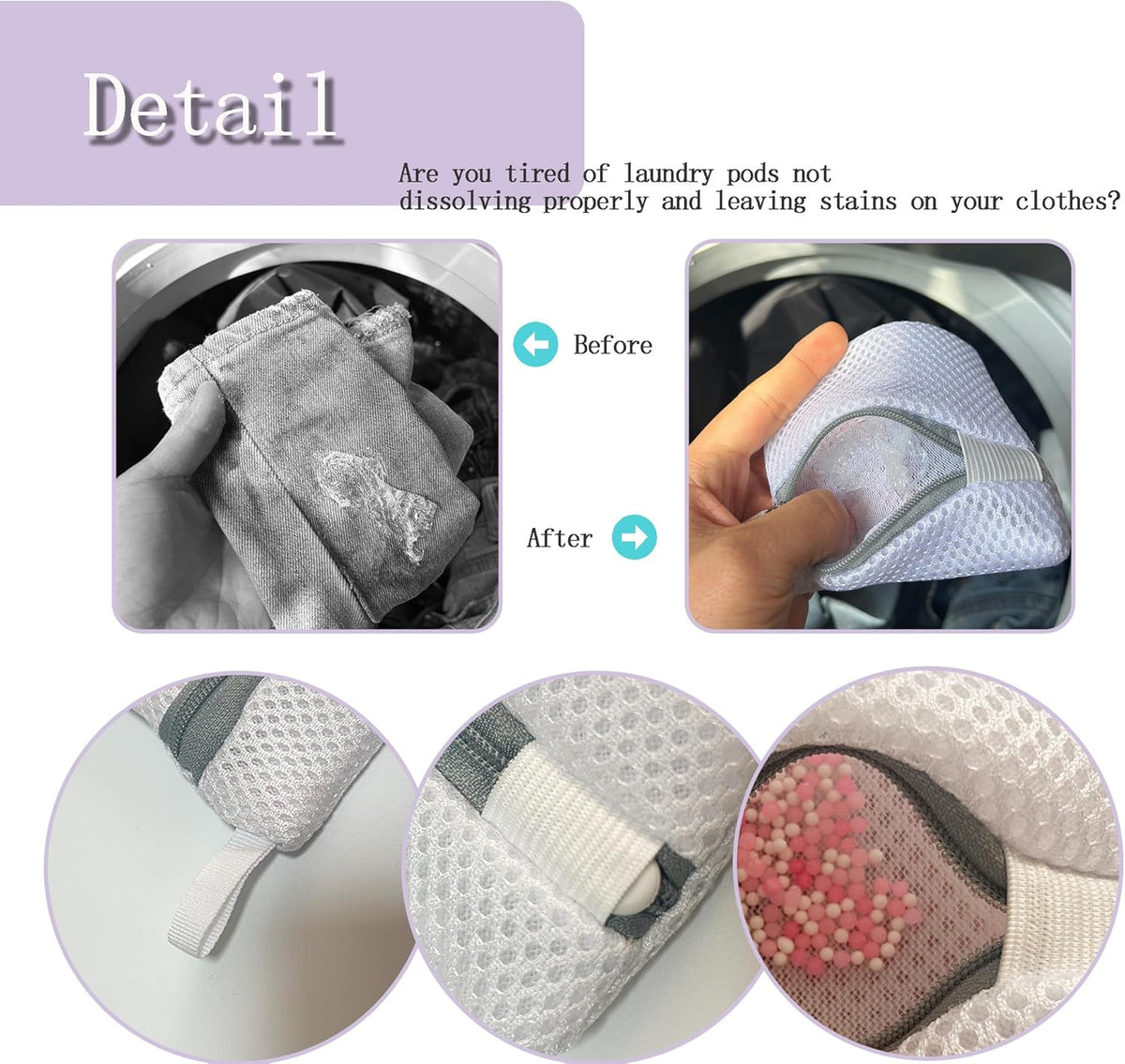 4PCS Laundry Pod Anti-Sticking Bag Laundry Pods Dissolution Protection Bag Scent Beads Bags Durable Storage Bag for Pods Scented Beads