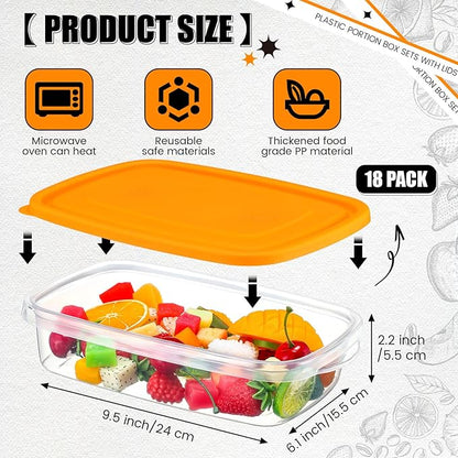 Qinyoung 18 Pcs 33 Oz/ 4 Cups Plastic Food Storage Containers with Lids Portion Box Sets with Cover Stackable Plastic Containers with Lids Microwave Freezer Dishwasher Safe (Orange)