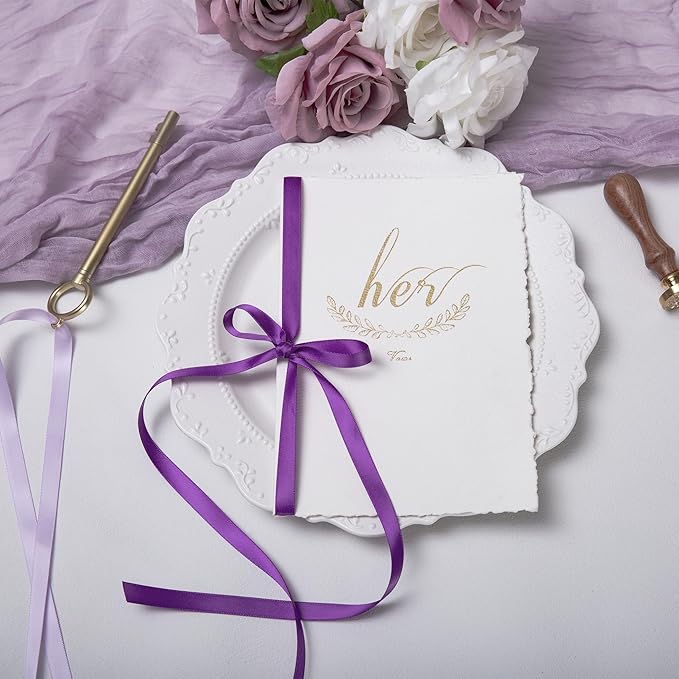 QIANF Purple Double Face Satin Ribbon 3/8 Inch x 45 Yards Lavender Fabric Ribbon for Gift Wrapping, Flower Bouquets, Hair Bows Making, Wedding Decoration, Invitation Cards, Christmas (3 Rolls *15Yd)