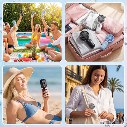Rossesay 12 Pack Mini Portable Handheld Fan Bulk for Travel 3 Speeds, Rechargeable USB Battery Operated, Small Personal Eyelash Fans for Women Men Indoor Outdoor(Black, White, Blue)