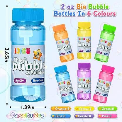 IJIGU Bubble Bottles 36 Pack (2oz), Bubbles for Kids, Bubble Solution with Bulk Wands in 6 Colors as Party Favors for Toddlers 1-3, Summer Outdoor Toy Gift for Boys & Girls