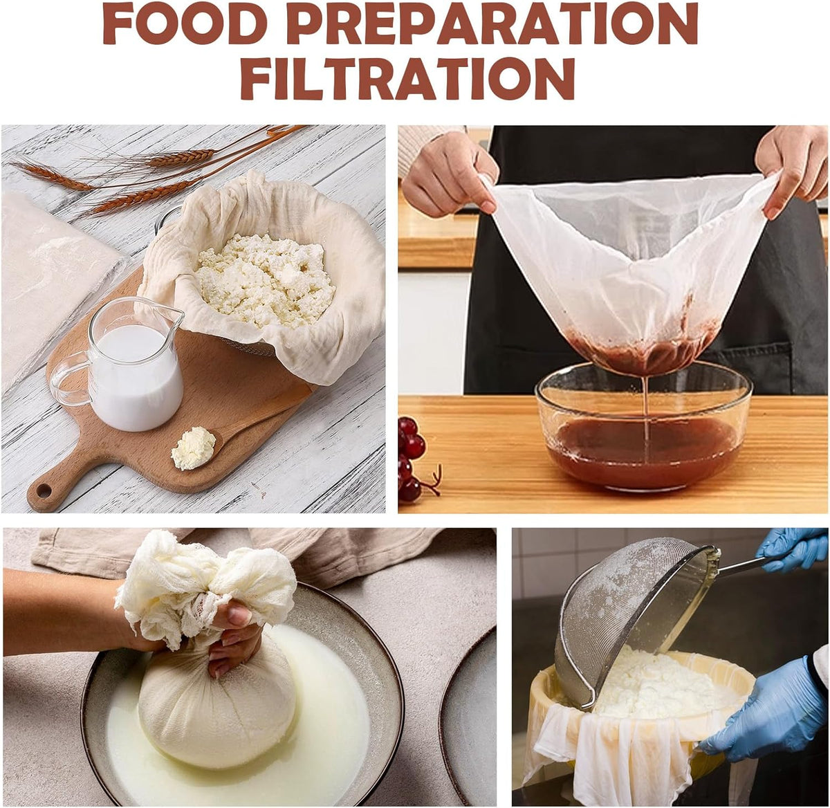 20Pcs Reusable Cheesecloth for Straining 20x20 Inch,100 Grade Cheese Cloths Hemmed Edges, 100% Unbleached Cotton Cheese Cloth