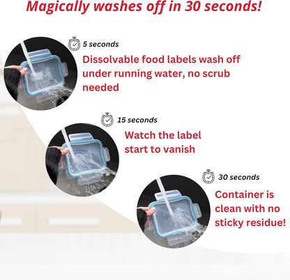 2x1 Dissolvable Food Labels, 500 Label Stickers, Bottle Labels for Storage Bins, Sticker Labels for Food containers, (500, Green)