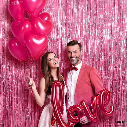 KatchOn,Large Pink Backdrop for Pink Party Decorations - Pack of 4 | Pink Fringe Backdrop Bachelorette Gender Reveal Wedding Baby Shower | Graduation Decorations 2025