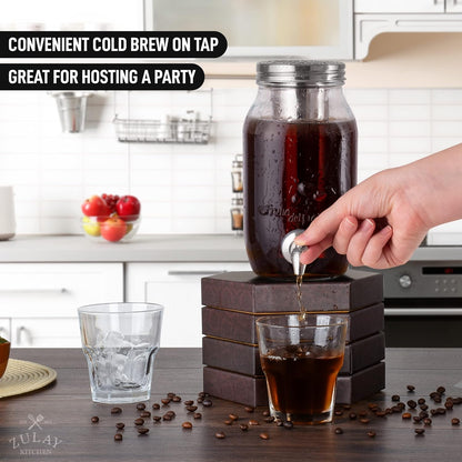 Zulay Kitchen 1.5 Liter Cold Brew Coffee Maker with EXTRA-THICK Glass Carafe & Stainless Steel Mesh Filter - Premium Iced Coffee Maker