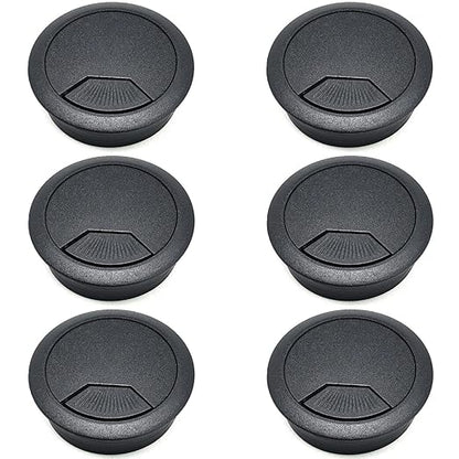 Surf turtle 6 Pack 2 Inch Black Desk Grommets, Flexible Cable Cord Hole Cover for Home Office Desk Table Cabinet Wire Management