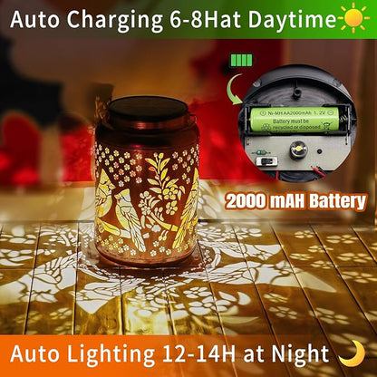 Mothers Day Gifts Cardinal Solar Lanterns Outdoor Waterproof, 14.6'' Large Solar Lamps, Upgraded 2000mAH Battery, Metal Birthday Gifts for Women Mom Grandma, Garden Yard Patio Decor