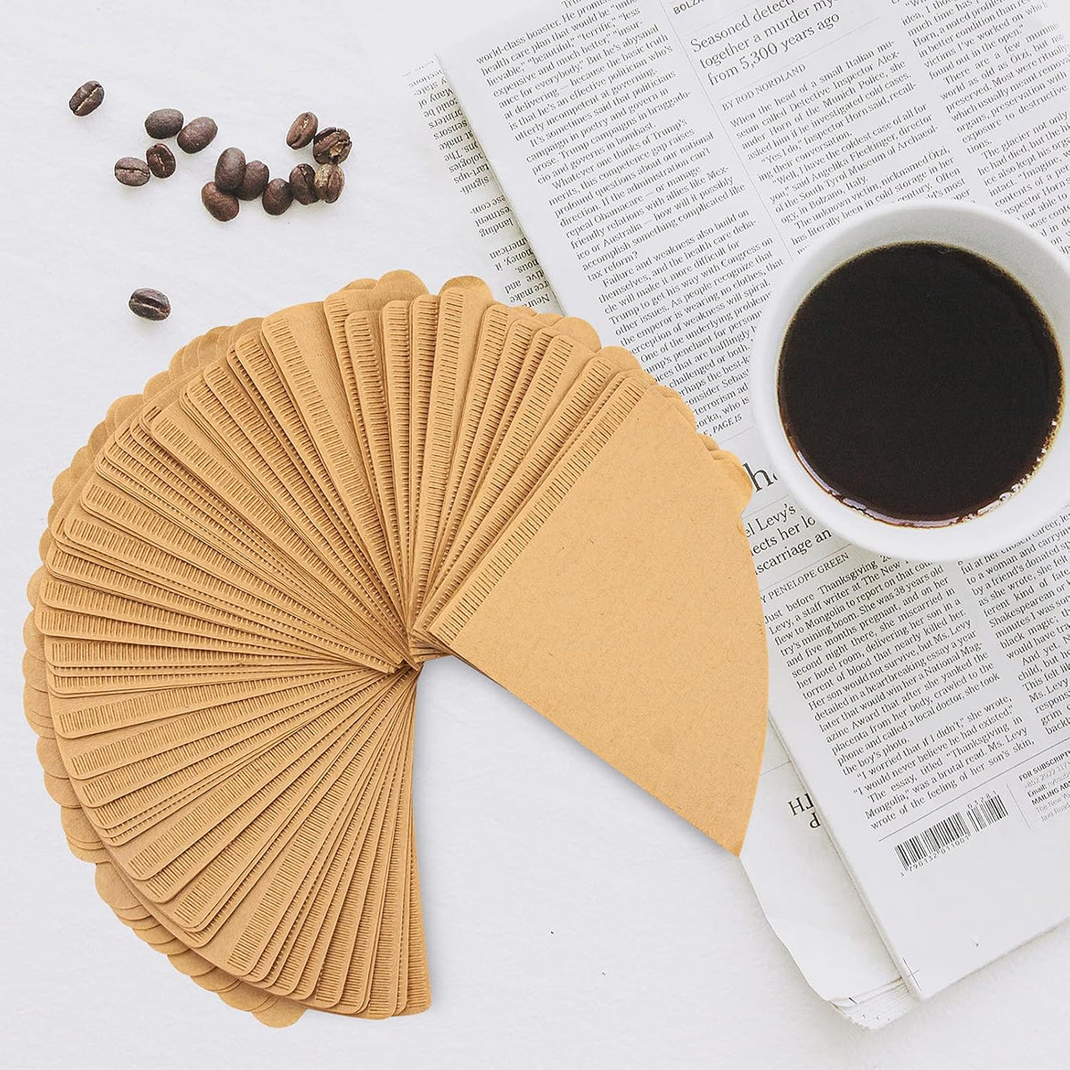 Coffee Filters, Cone Coffee Filters Size 02, 1-4 Cups, 200 Count, 2 Cone Filter for Pour Over and Drip Coffee Maker, Natural Brown Unbleached