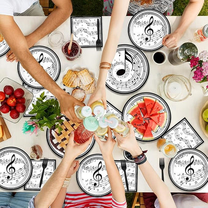 Musical Note Plates Napkins Music Themed Party Tableware Musical Notes Dinnerware Disposable Paper Plates for Baby Shower Music Concert Birthday Karaoke Party Supplies 24 Guests