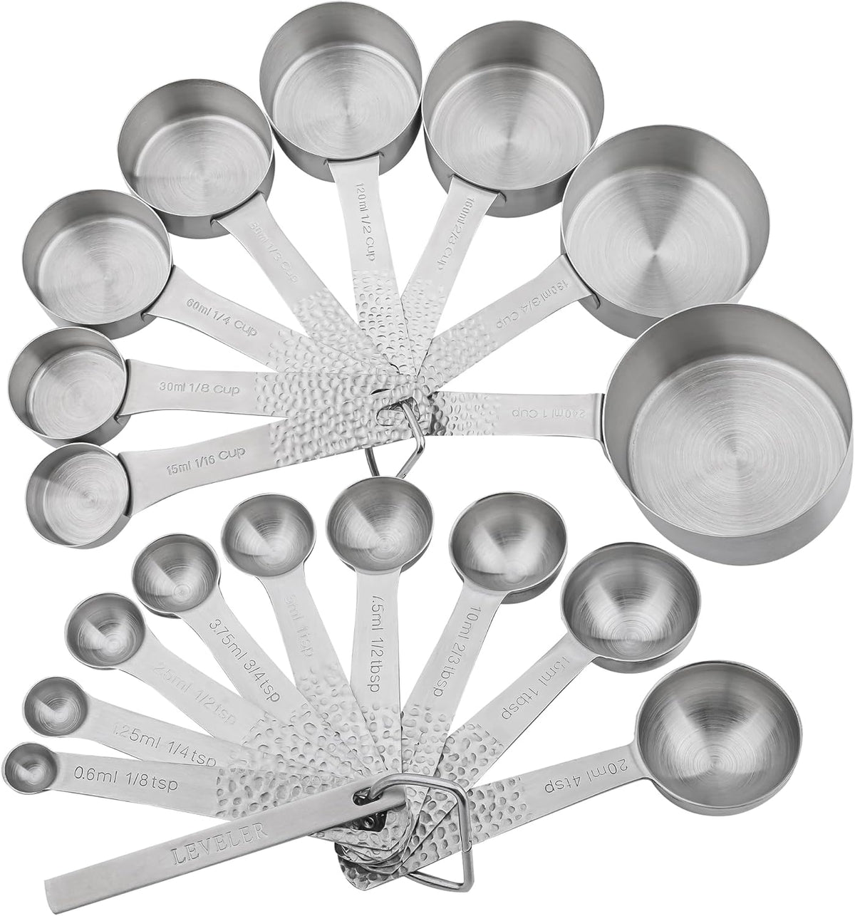 Measuring Cups and Spoons Set 19, Stainless Steel Measuring Cups and Spoons Set for Baking
