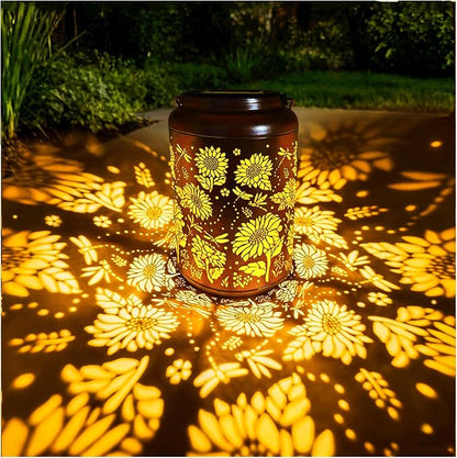 Merrytech Birthday Gifts for Women Mom Grandma Ideas,Solar Lanterns Outdoor Waterproof,Dragonfly & Sunflower Hanging Metal Garden Decor Art Lights,Decorative Solar Powered Lantern for Patio Yard Porch