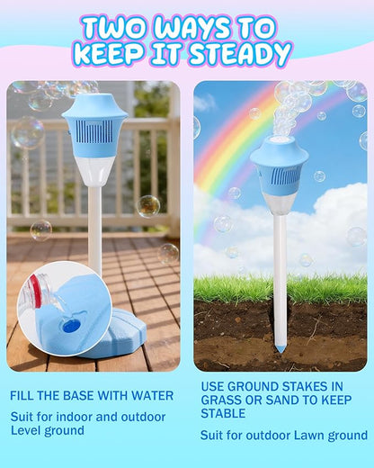 2Pcs Automatic Bubble Machine for Kids,Standing Torch Bubble Maker with Light/Music for Toddlers, Height Adjustable Up 21 to 47 Inches,Pecfect for Birthday and Outdoor Party, Gifts