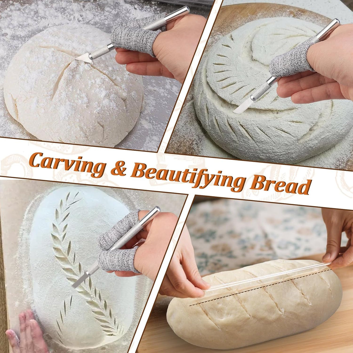 20Pcs Bread Lame Scribing Tool Kit - 2 Precision Scribes with 15 Blades, Finger Guard, Design Cord, Safety Cover and Storage Box