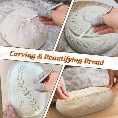 20Pcs Bread Lame Scribing Tool Kit - 2 Precision Scribes with 15 Blades, Finger Guard, Design Cord, Safety Cover and Storage Box