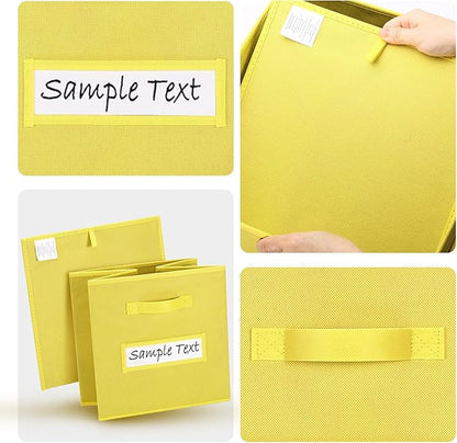 artsdi 11x11 storage cube bins (Set of 10) Foldable Fabric storage cubes with 10 Labels Window Cards & a Pen,11 inch cube storage bin,Closet Organizers for Shelves,Cubby Organizer Boxes,Dark Yellow