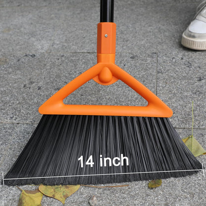 4 PCS Outdoor Indoor Broom, Brooms for Sweeeping Indoor, Heavy-Duty Kitchen Broom with Long Pole, Angle Broom Orange for Garages Restaurant Courtyard Office Slidewalk Lobby Sweep Dust