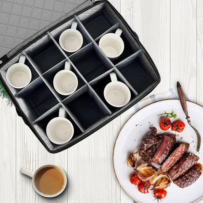 Quilted Mug Cup Storage Box-China Storage Containers Hard Shell,Cup Storage Containers with Lid for Moving Transport,Kichen Dinnerware Storage