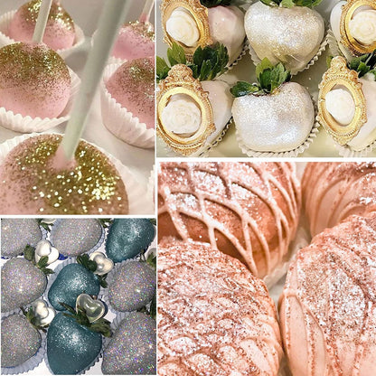 Edible Glitter for Drinks Cakes Christmas Set - Colaele 4 Colors Shimmering Luster Dust Disco Glitter Food Grade Metallic Food Coloring Glimmer for