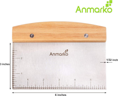 Dough Cutter for Bread and Pizza Dough - Stainless Steel Metal Griddle Scraper Chopper