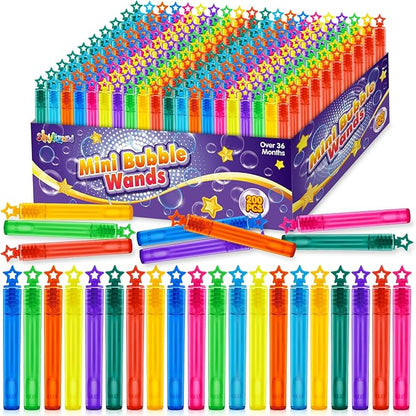 200 Pcs Mini Bubble Wands for Kids, Bulk Bubble Wands in 10 Colors, Kids Party Favor, Themed Birthday, Christmas, Goodies Bags, Wedding, Carnival Prizes Toys, Bubble Summer Outdoor Gifts for Kids