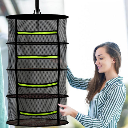 Herb Drying Rack - Mesh Drying Rack - Herb Drying Rack Hanging with Green Zipper & Garden Pruning Shears for Drying Herb - Hanging Drying Rack - Plant Drying Rack (4 Layers)
