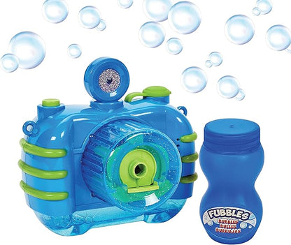 Fubbles Bubble Camera with Realistic Shutter Sound, Fun Lights and Music. Includes Premium Bubble Solution, Blue (47301E)