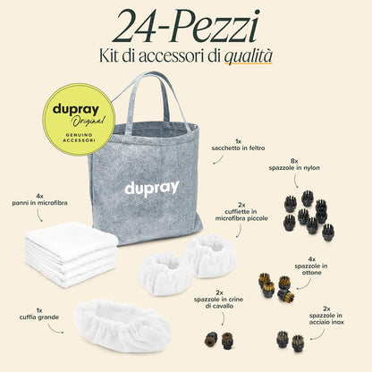 Dupray Steam Cleaning Pack Pro – 24-Piece Accessory Kit for Dupray Steam Cleaners, Multi-Surface Deep Cleaning