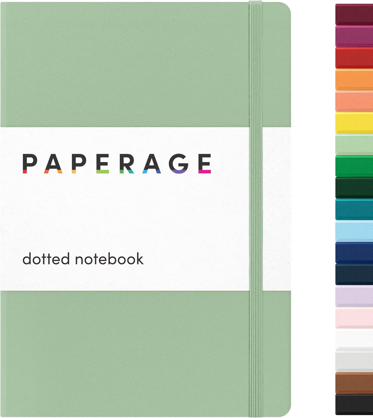 PAPERAGE Dotted Journal Notebook, (Sage Green), 160 Pages, Medium 5.6 in x 8 in - 100 GSM Thick Paper – Hardcover Journaling Notebook for Work, School & Bullet Journaling