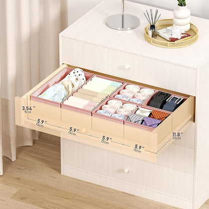 DIMJ Drawer Organizer Clothes Storage - 18 Pack Baby Dresser Organizer for Nursery, Foldable Drawer Dividers for Bedroom Closet Organization, Fabric Storage Bins for Socks, Underwears, Bras
