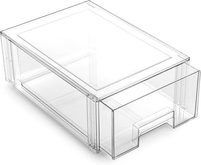 BINO | Stackable Storage Drawers, Large - Clear | THE CRATE COLLECTION | Storage Bins With Drawers | Bathroom Organizers | Under Sink Organizer | Vanity Cabinet Home Organization
