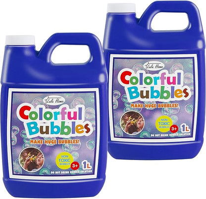Lulu Home 2 Packs Bubble Concentrated Solution, 1 L/ 33.8 OZ Bubble Refill Solution for Kids Bubble Machine, Giant Bubble Wand, Bubble Blower Toys, Birthday Party Favors (Dark Blue Bottle)
