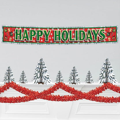 Beistle Metallic Festooning Garland Hanging Decorations, Christmas Party Supplies, Valentine's Day, 4" x 15', Red