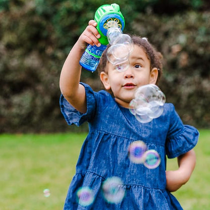 2 Pack Handheld Bubble Blaster Blowing Machine with 8 Refill Bubble Solution Pack, Great Toddler Party Favor and Birthday Gift, 3+