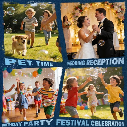 Dual-Engine Bubble Machine with Auto Rotation & RGB Lights & Remote Control,1800mA Type-C Rechargeable,700mL Tank,Bubble Maker for Kids, Party, Wedding, Backyard Outdoor Toy