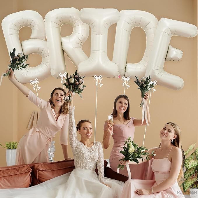 KatchOn, Giant Bride Balloons Beige - 40 Inch | Bachelorette Party Decorations | Cream Bride Balloon for Bridal Shower Decorations | Bride Balloons Bachelorette | Bachelorette Party Decorations