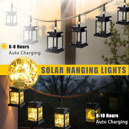 JHY DESIGN Set of 6 Solar Lanterns Outdoor Waterproof Solar Powered Table Lamps 5" H Hanging Lighting with Warm LED Fairy String Lights for Patio Garden Landscape Decoration Yard Lawn（with Clamp）