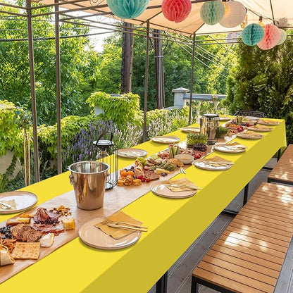 16Pack Yellow Plastic Tablecloth for Rectangle Tables, Premium Decorative Yellow Disposable Table Cloths for Parties, Rectangle Party Table Cover for Birthday Wedding Baby Shower Festivals, 54x108Inch