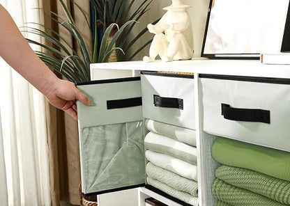 DECOMOMO Kallax Storage Cubes, 13x15x13 Storage Cube Bins with Window, Baskets for Organizing Shelves (Kallax / 4pcs, Green)
