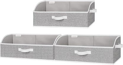 StorageWorks Closet Storage Bins, Trapezoid Organizer Box for Shelves, Fabric Clothes Bin, Foldable Organizing Baskets with Handles, Large, Gray, 3-Pack