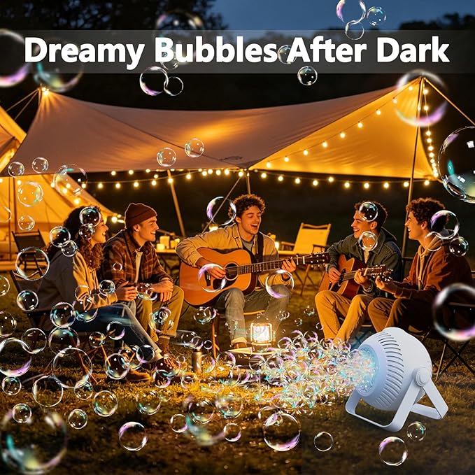 2026 Bubble Machine, 20000+ Bubbles Rechargeable Bubble Maker, Automatic Bubble Blower with Lights & 360° Adjustable Angle, Outdoor Bubble Toys Gifts for Kids, Birthday Parties, Backyard, Wedding
