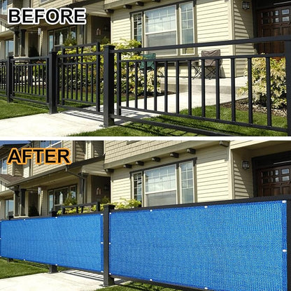 Eden's Decor Balcony Privacy Screen Cover Mesh Windscreen Weather-Resistant UV Protection for Backyard Deck, Patio, Balcony, Pool, Porch, Fence, Railing, Gardening (Blue,5'x 15')