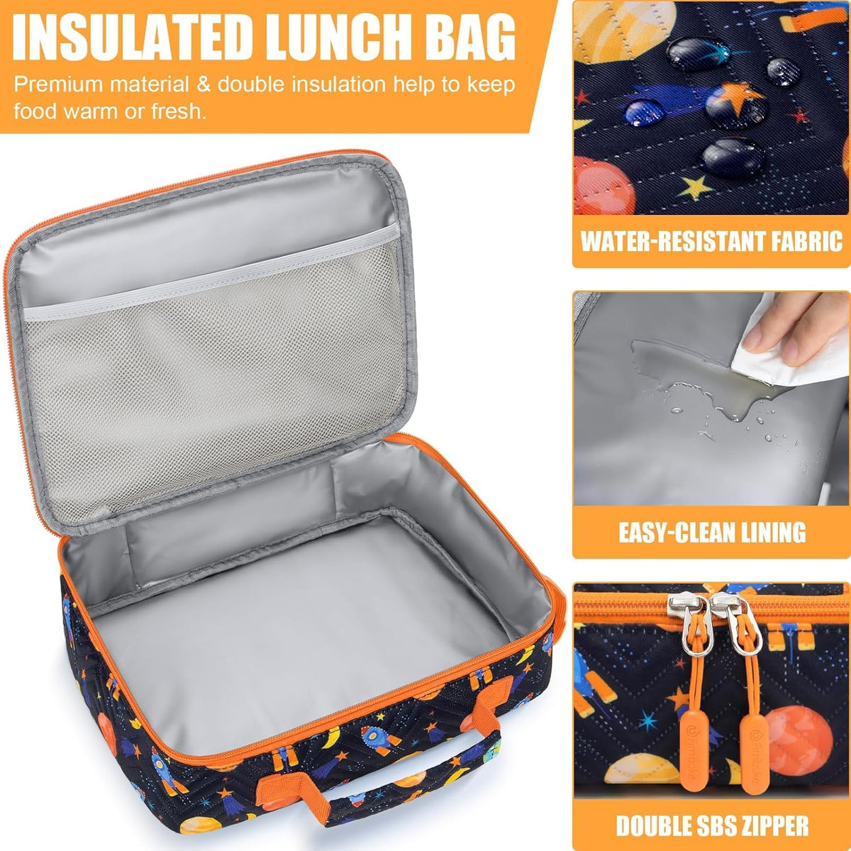 Fimibuke Kids Bento Snack Lunch Box with 4 Compartment, Insulated lunch Bag, Stainless Steel Vacuum Thermos Food Jar, Ice Pack, Utensils Set, Birthday Gift for Age 3-12 Back to School Toddler Girl Boy