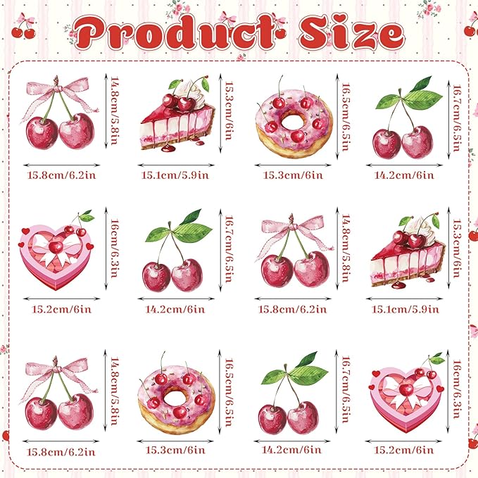Cherry Hanging Swirls - 30 Pcs Cherry Party Decorations Cherry Bow Donut Ceiling Hanging Streamers for Girls Birthday Baby Shower Party Supplies