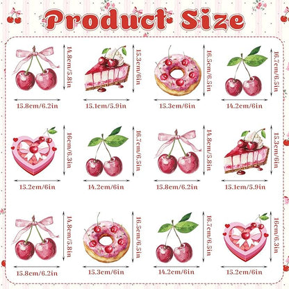 Cherry Hanging Swirls - 30 Pcs Cherry Party Decorations Cherry Bow Donut Ceiling Hanging Streamers for Girls Birthday Baby Shower Party Supplies