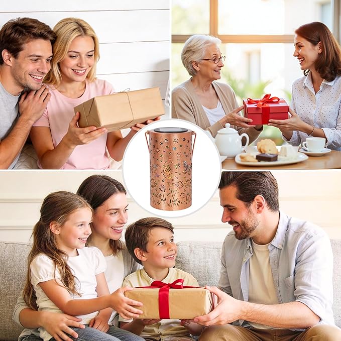 Solar Lantern Outdoor Waterproof, Gifts for Women Mom Grandma, Hanging Metal Light Colorful Butterfly Garden Decor for Yard Patio Lawn