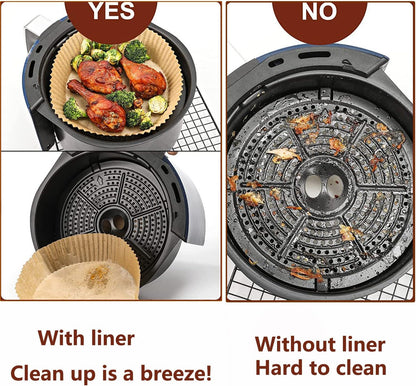 Air Fryer Liner Round,100PCS 6.3 inch Disposable Liners for 2 to 4.9Qt Air Fryer,Unbleached Non-stick Non-leak Airfryer Parchment Paper liner