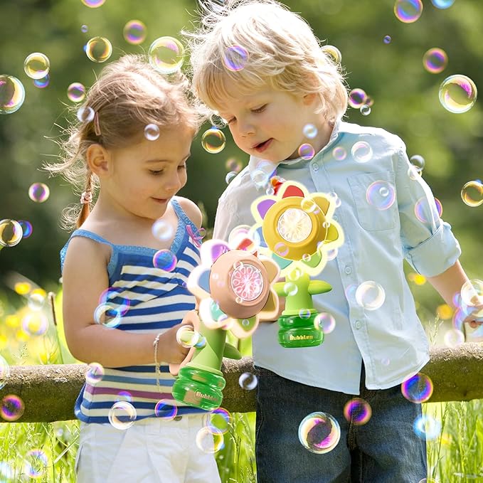 Sunflower Bubble Machine for Kids, Automatic Bubble Gun with Colorful Lights, Handheld Flower Bubble Toy for Toddlers, 25,000+ Bubbles, 3 Modes, Outdoor Bubble Blower, Easter, Wedding，Birthday Gift
