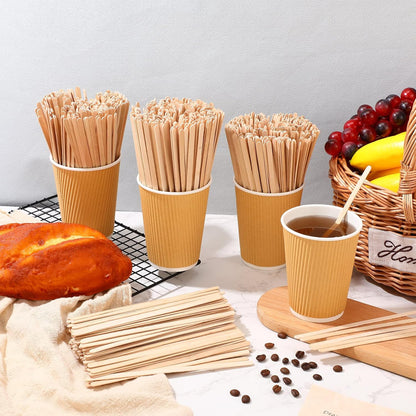 3000 Pack Birch Wood Coffee Stir Sticks 7 Inch Disposable Wooden Coffee Stirrers Bulk Cakesicle Sticks Long Tea Stirring Stick Round End Swizzle